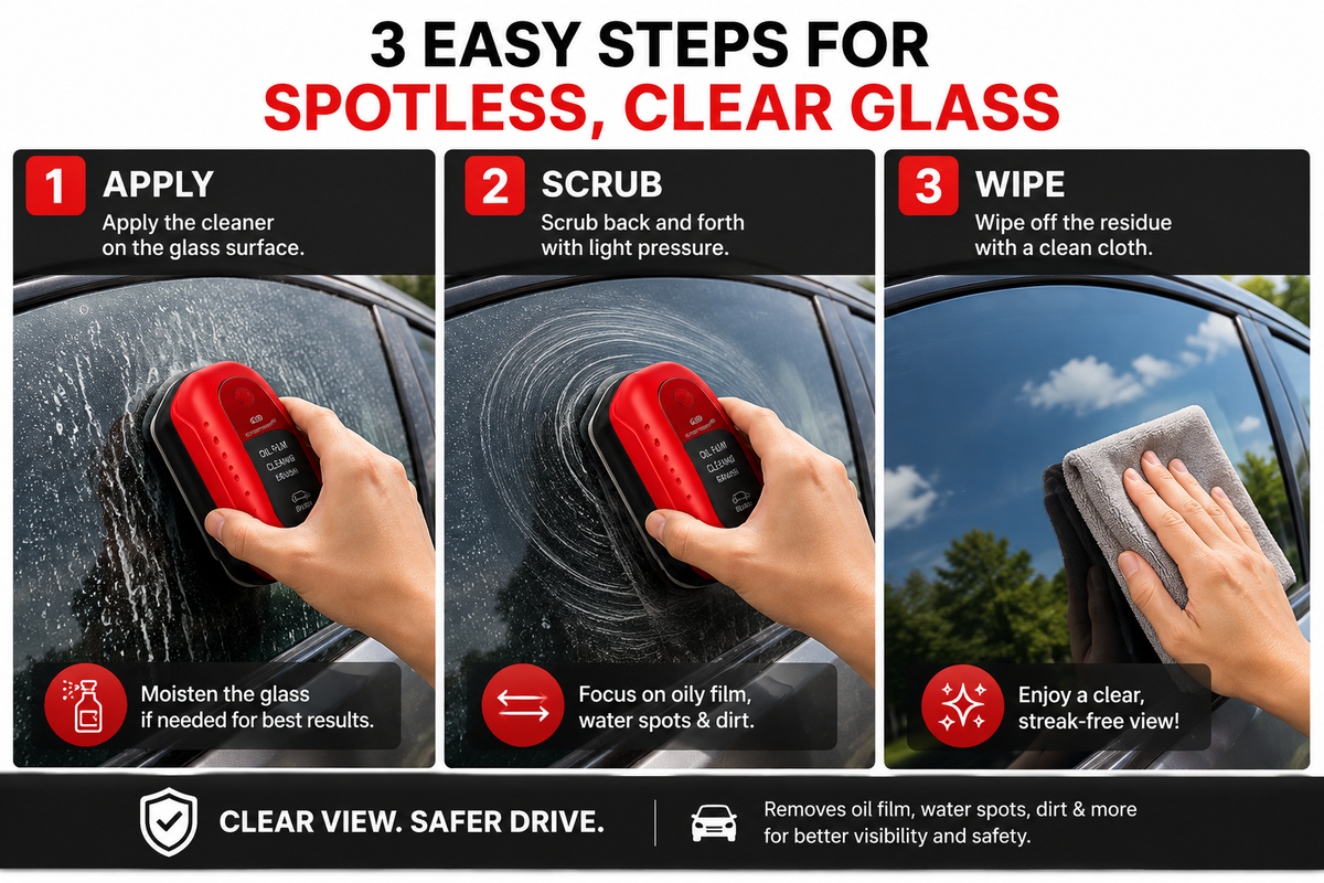 Car Glass Oil Film Remover – Deep Clean Water Marks & Stubborn Residue