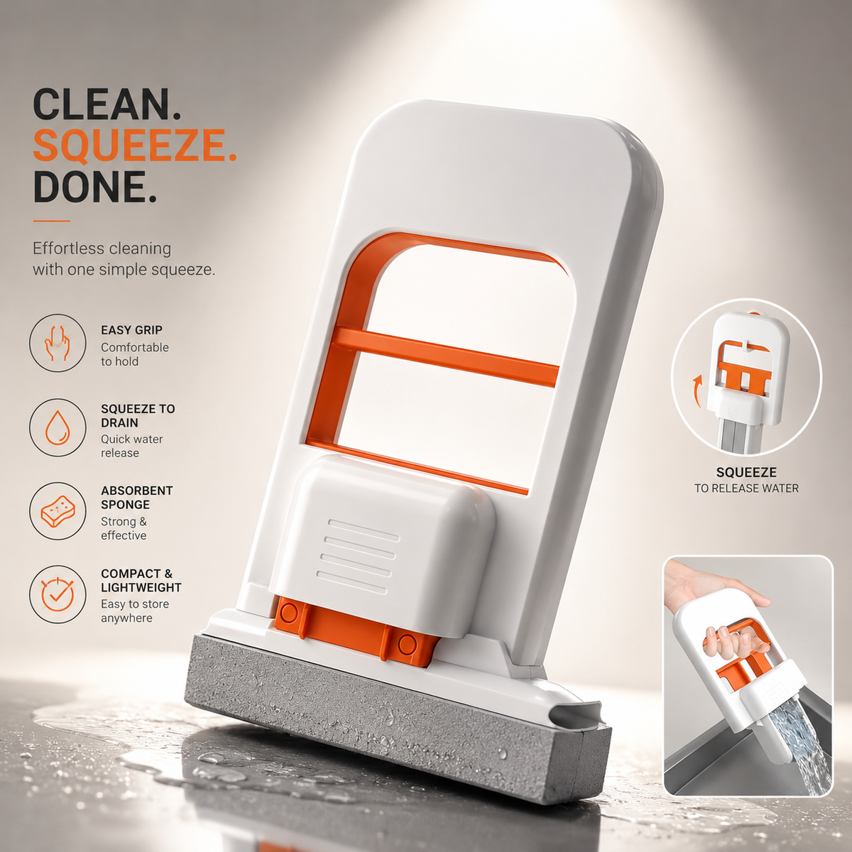 Smart Self-Squeeze Cleaning Mop – Squeeze Out Water Without Dirty Hands & Cloths